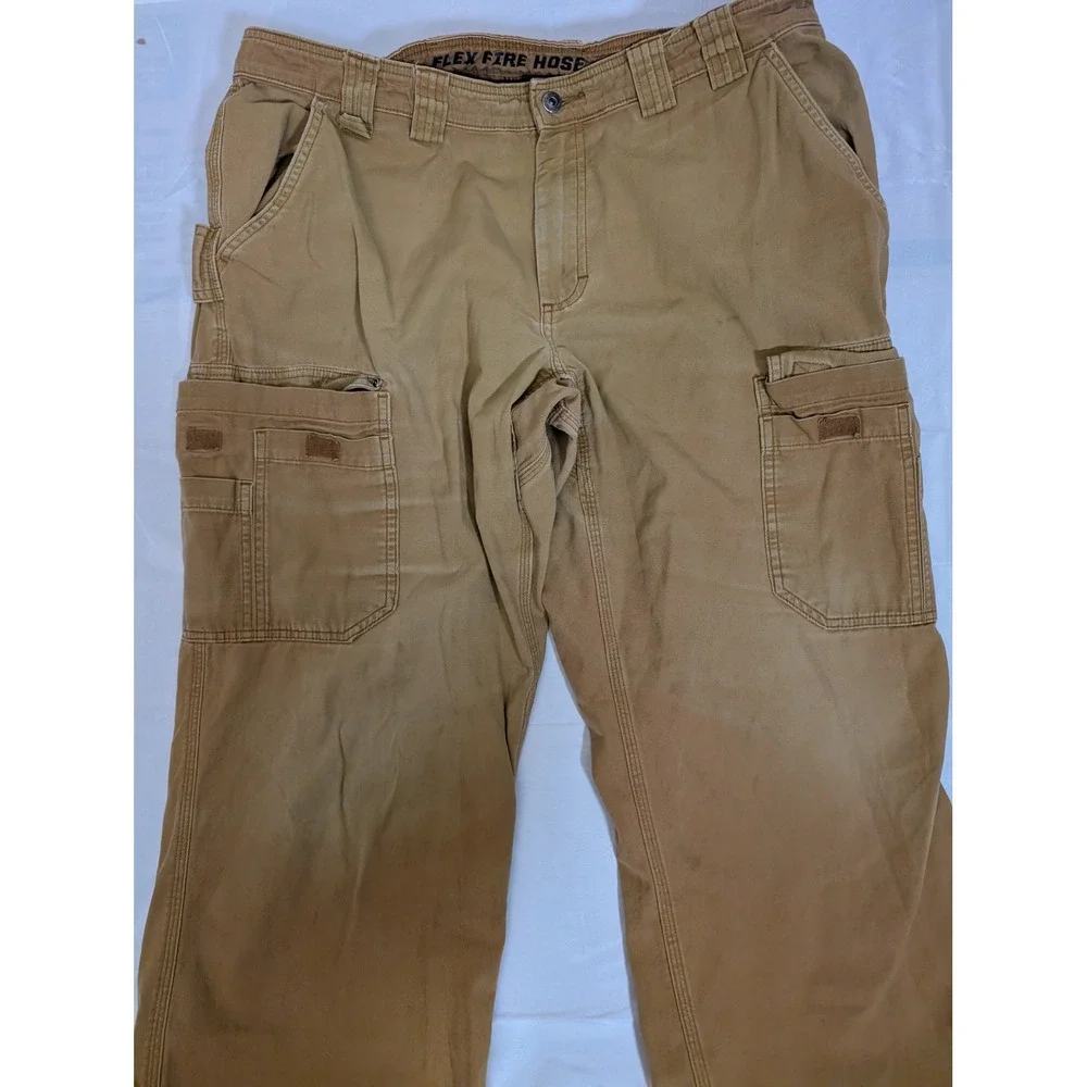 Duluth Trading Co 36/34 Flex Fire Hose Relaxed Cargo Pants Mens Tan Brown Work - Picture 4 of 14